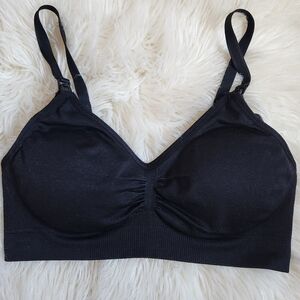 Motherhood Maternity Seamless Wireless Nursing Bra Black Small S Soft Essential